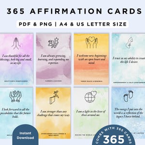 Afirmaciones positivas / Tarjetas de afirmación para imprimir / Baraja de cartas afirmativas / Tarjetas de atención plena / Tarjetas de manifestación / Citas motivacionales