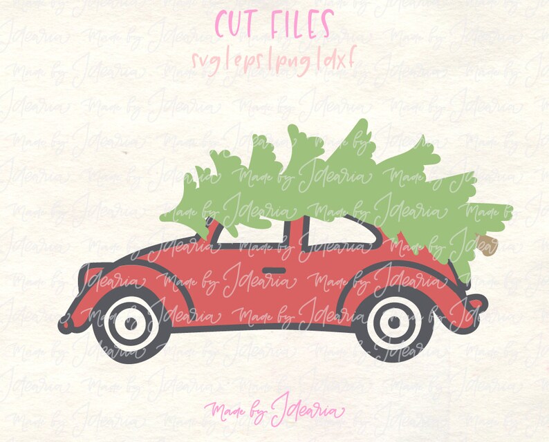 Download Christmas Svg File Red Vintage Christmas Car Svg With Tree Etsy PSD Mockup Templates
