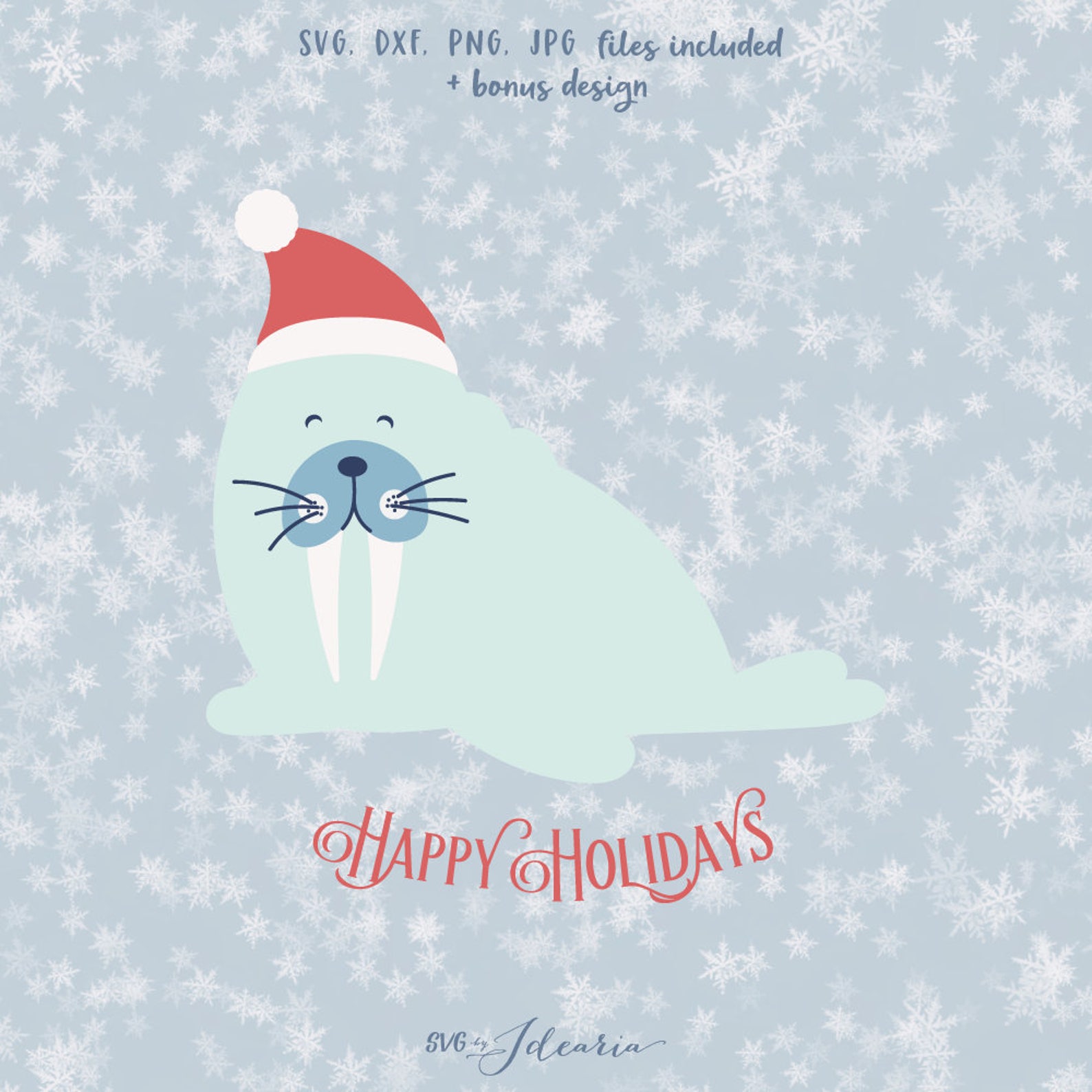 Walrus Christmas Svg Santa hat svg svg Santa christmas svg svg Etsy