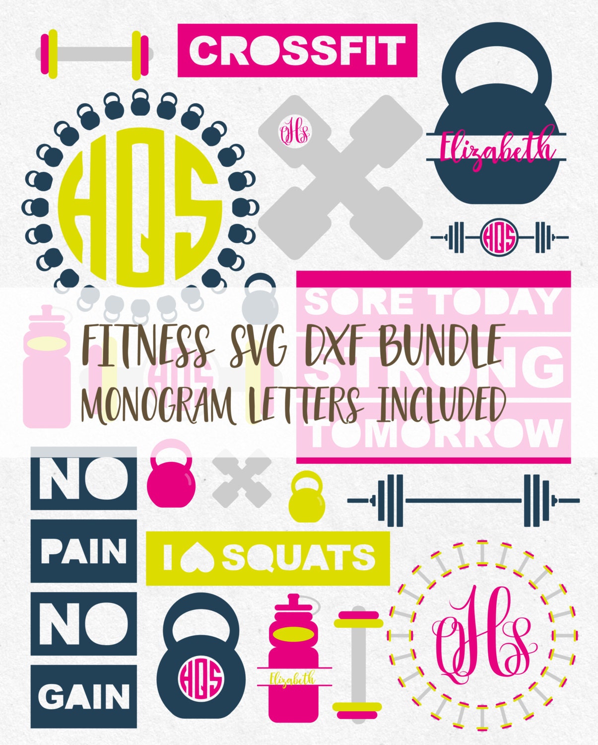 Download Gym Svg bundle gym monogram svg Fitness Svg Workout Svg | Etsy