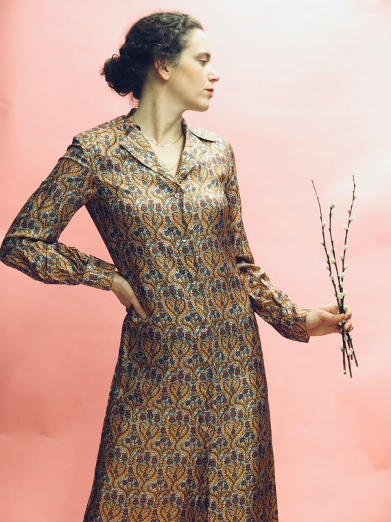 1970’s Silk Liberty Floral Duster Dress Sz S
