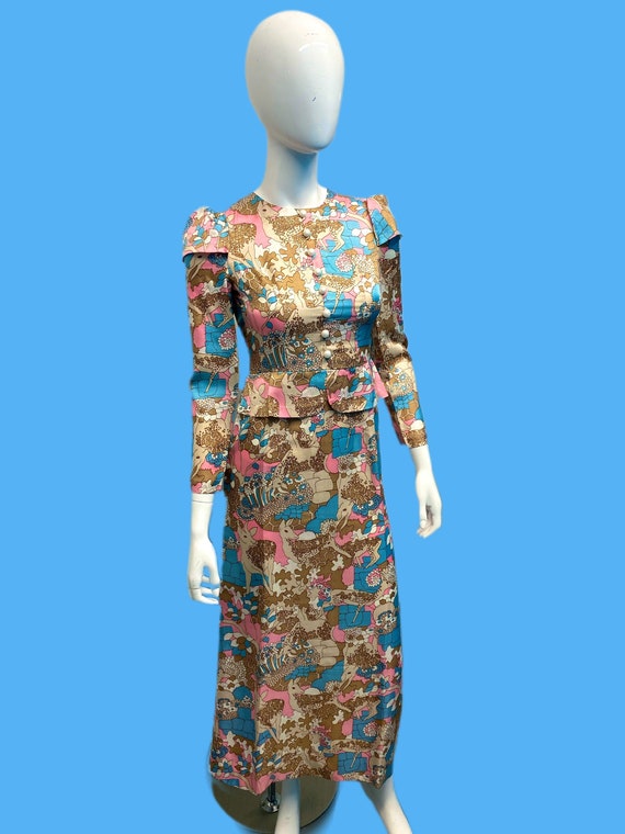 1960’s Deer Print Maxi Dress sz XS