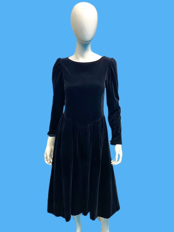 1980’s Black Velvet Prairie Dress Sz S/M
