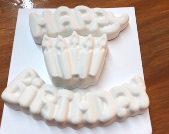 Happy Birthday Plaster Craft Set: DIY Paintable Chalkware