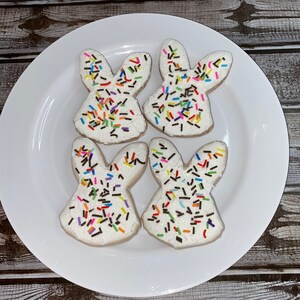 Fake Food Display  4 piece Easter Bunny  Frosted Sugar Cookies with Rainbow Sprinkles   F0747