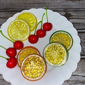 Faux Fruit, Realistic Orange Lemon Lime Pieces Wedges Slices, Cabochons,  Dollhouse, Artificial Fruit Slices 