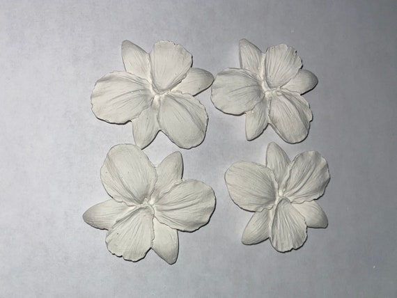 Orchid Flowers Plaster of Paris Ready to Paint 4 Piece