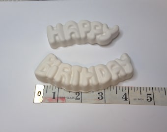 Raised Thick Plaster HAPPY BIRTHDAY 2 pc set Ready to Paint Plaster Craft   P0158