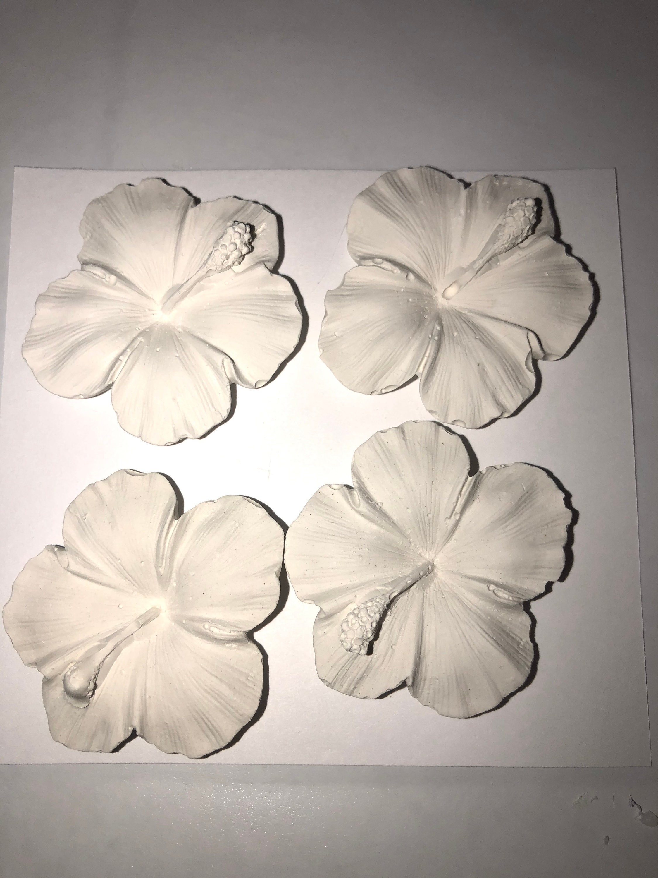 Ready to Paint Plaster Craft Chalkware 4 Pieces Small Hibiscus Etsy UK