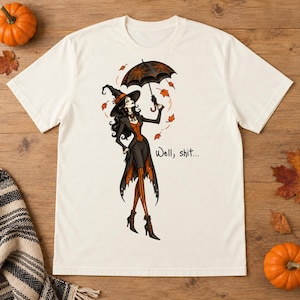 Sarcastic Witch Umbrella T-Shirt, Spooky Fall Graphic Tee (Comfort Colors®)