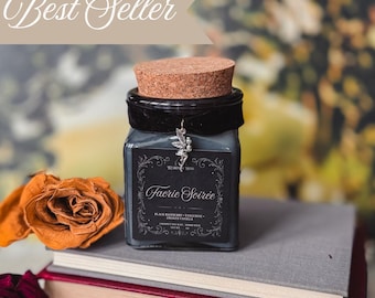 Faerie Soirée - Literary Charm Candle, Bookish Gift, Dark Academia, Fantasy, Wooden Wick