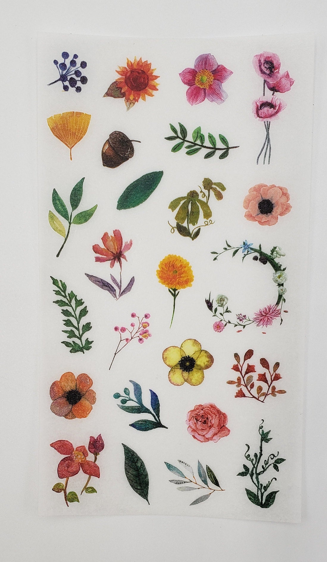 Floral Washi Sticker Sheet Set of 6 Etsy