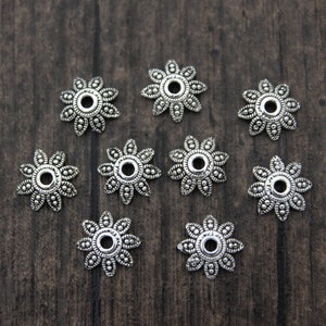 10pcs-8mm Sterling Silver Bead Caps,Sterling Silver Flower Bead Caps,Silver Bead Caps,Flower Caps