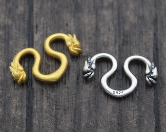 1PC Sterling Silver Dragon Clasp,Gold Plated Dragon Head Clasp,Silver Clasp Connector,Bracelet S Clasp,Necklace Clasp