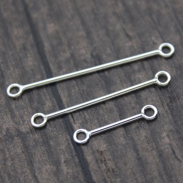 10 Sterling Silver Bar Charms,15mm 25mm 30mm Sterling Silver Long Skinny Bar Drop,Silver Earring Connector,Silver Earring Findings