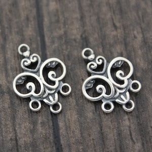 Łącznik kwiatowy ze srebra próby 925, ogniwo kwiatowe, srebrny łącznik do kolczyków, bransoletki i naszyjnika