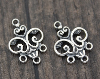 Sterling Silver Flower Connector,Floral Link,Silver Connector Charm for Earrings for Bracelet and Necklace