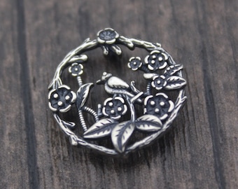 1PC Sterling Silver Flower Charm,Floral Link,Silver Flower Connector Charm for Earrings for Bracelet and Necklace