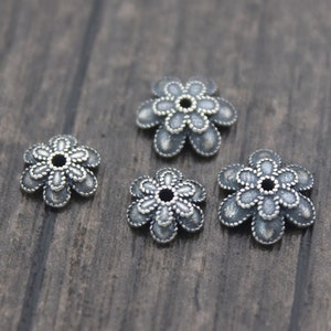 Sterling Silver Flower Bead Caps,7mm 9mm Silver Flower Caps,Silver Bead Caps,Flower Caps