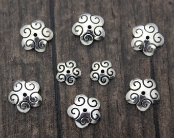 10 sterlingzilveren kralenkapjes,6 mm 8 mm sterlingzilveren bloemkralenkapjes,zilveren kralenkapjes