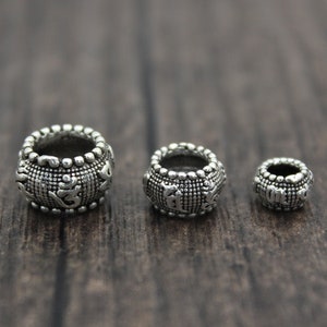 Sterling Silver Om Beads,5.5mm/7.5mm/9mm Tibetan Om Mantra Beads (for selection),Om Mani Padme Hum,Buddhism Silver Spacer Beads,Yoga Beads