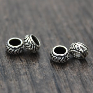 4 Sterling Silber Rondelle Perlen,6,5 mm Sterling Silber Spacer Perlen,Silber Perlen Spacer,Rad Perlen
