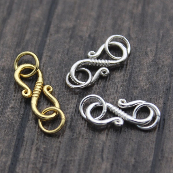 2 Sterling Silver S Clasps,Silver S Hook Clasps,Silver Clasp Connectors,Gold Plated Bracelet and Necklace Clasps,Connector Clasps