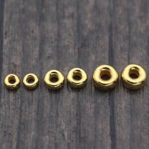 Sterling Silber Rondelle Perlen, 3,5 mm 4,5 mm 5,5 mm 6,5 mm (zur Auswahl), vergoldete Spacer Beads, Silber Beads Spacer, Radperlen