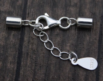 1PC-3mm Sterling Silver Cord End,Sterling Silver End Cap,Leather Cord End Cap