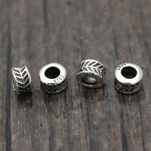4 Stück-6 mm Sterling Silber Perlen,Silber Rondell Perlen,Silber Spacer Perlen,Silber Rad Perlen,Silber Perlen Spacer