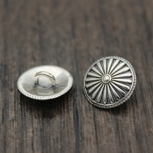 2 Sterling Silver Flower Buttons,Silver Button Clasps for Leather Wrap Bracelet