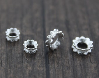 5mm 7mm Sterling Silver Bead Caps,Silver Double Bead Caps,Double Flower Bead Caps,Double Sided Bead Caps