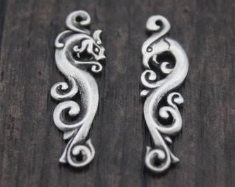 1PC Sterling Silver Dragon and Phoenix Charm,Silver Dragon Charm,Silver Phoenix Charm,Silver Connector Charm,Bracelet Connector