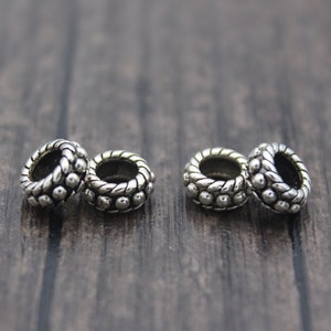 4 Sterling Silber Rondelle Perlen, 7,5 mm Sterling Silber Spacer Perlen, Silber Beads Spacer, Rad Perlen