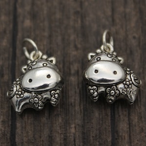 2 Sterling Silver Cow Charms,Animal Charms,Farm,Zoo Charms