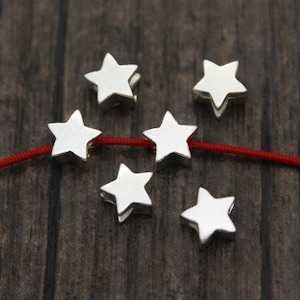 4 Sterling Silver Star Beads,5mm 6.5mm Silver Star Spacer Beads