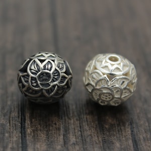 1PC Sterling Silver Lotus Bead,12mm Lotus Flower Bead,Hollow Flower Bead,Lotus Bead,Healing,Yoga Jewelry