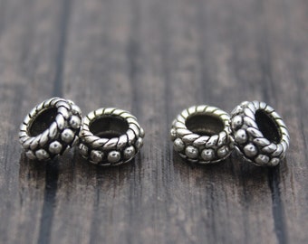 4 Sterling Silver Rondelle Beads,7.5mm Sterling Silver Spacer Beads,Silver Beads Spacer,Wheel Beads