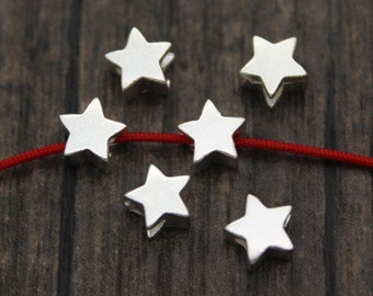 4 Sterling Silver Star Beads,6.5mm Silver Star Spacer Beads