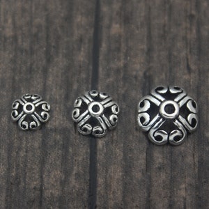 6mm 8mm 10mm Sterling Silver Bead Caps (for selection), Sterling Silver Flower Bead Caps,Silver Bead Caps