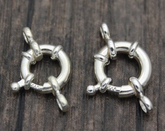 1PC Sterling Silver Spring Clasp,10MM 12MM Silver Spring Ring Clasp,Necklace Clasp,Bracelet Clasp