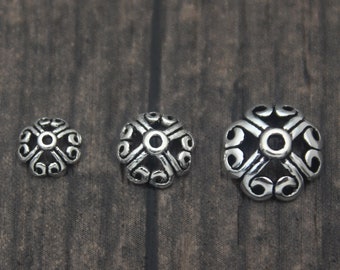6 mm 8 mm 10 mm sterlingzilveren kralenkapjes (voor selectie), sterlingzilveren bloemkralenkapjes, zilveren kralenkapjes