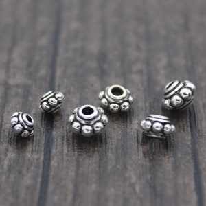 Sterling Silver Rondelle Beads,4.5mm 5.5mm 6.5mm Sterling Silver Spacer Beads,Silver Wheel Beads,Flat Round Bead Spacers