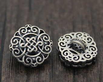 2 Sterling Silver Celtic Knot Buttons,Sterling Silver Button Clasps for Leather Wrap Bracelet