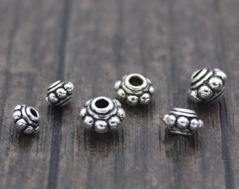 Sterling Silver Rondelle Beads,4mm 5mm 6mm Sterling Silver Spacer Beads,Silver Wheel Beads,Flat Round Bead Spacers