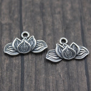 2 Sterling Silver Lotus Charms,Lotus Flower Charms,Flower Charms,Yoga Charms,Bracelet Charms