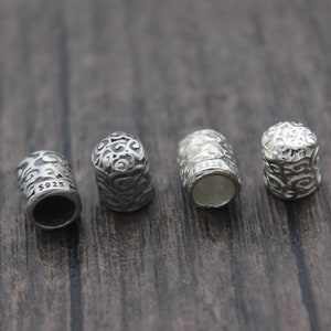 2 Sterling Silver Cord End Caps,4mm Silver Floral End Caps,Leather Cord End Caps
