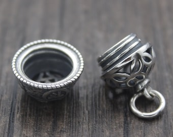 1PC Sterling Silver Coin Design Locket Pendant,Silver Good Fortune Box Pendant,Hollow Locket Pendant,New Year Gift