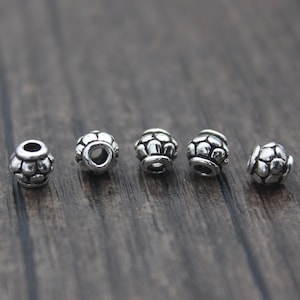 6 Sterling Silver Lantern Beads,5x4mm Sterling Silver Pumpkin Spacer Beads,Silver Beads Spacer