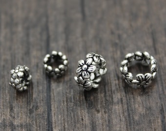 Sterling Silver Flower Beads,5.5mm 8mm Silver Flower Spacer Beads,Silver Flower Beads Spacer